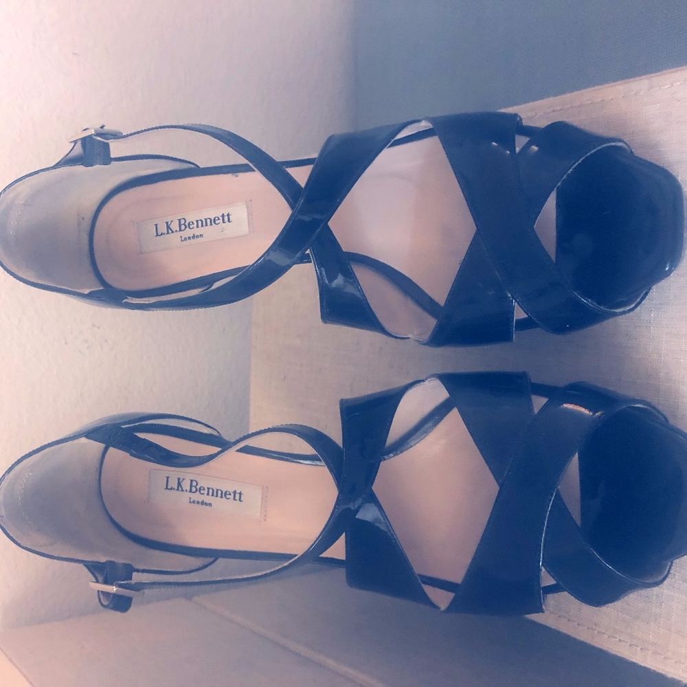 LK Bennett Black Patent Leather Sandal